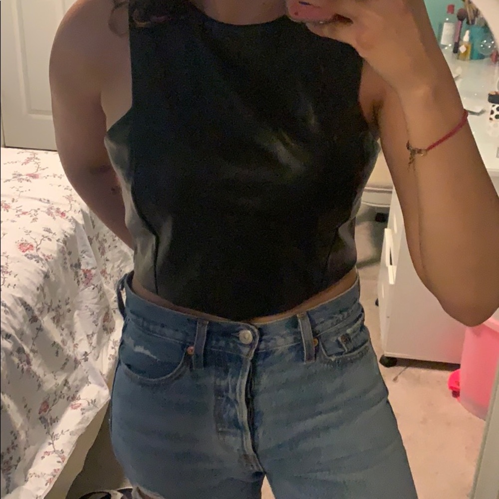 Faux leather top